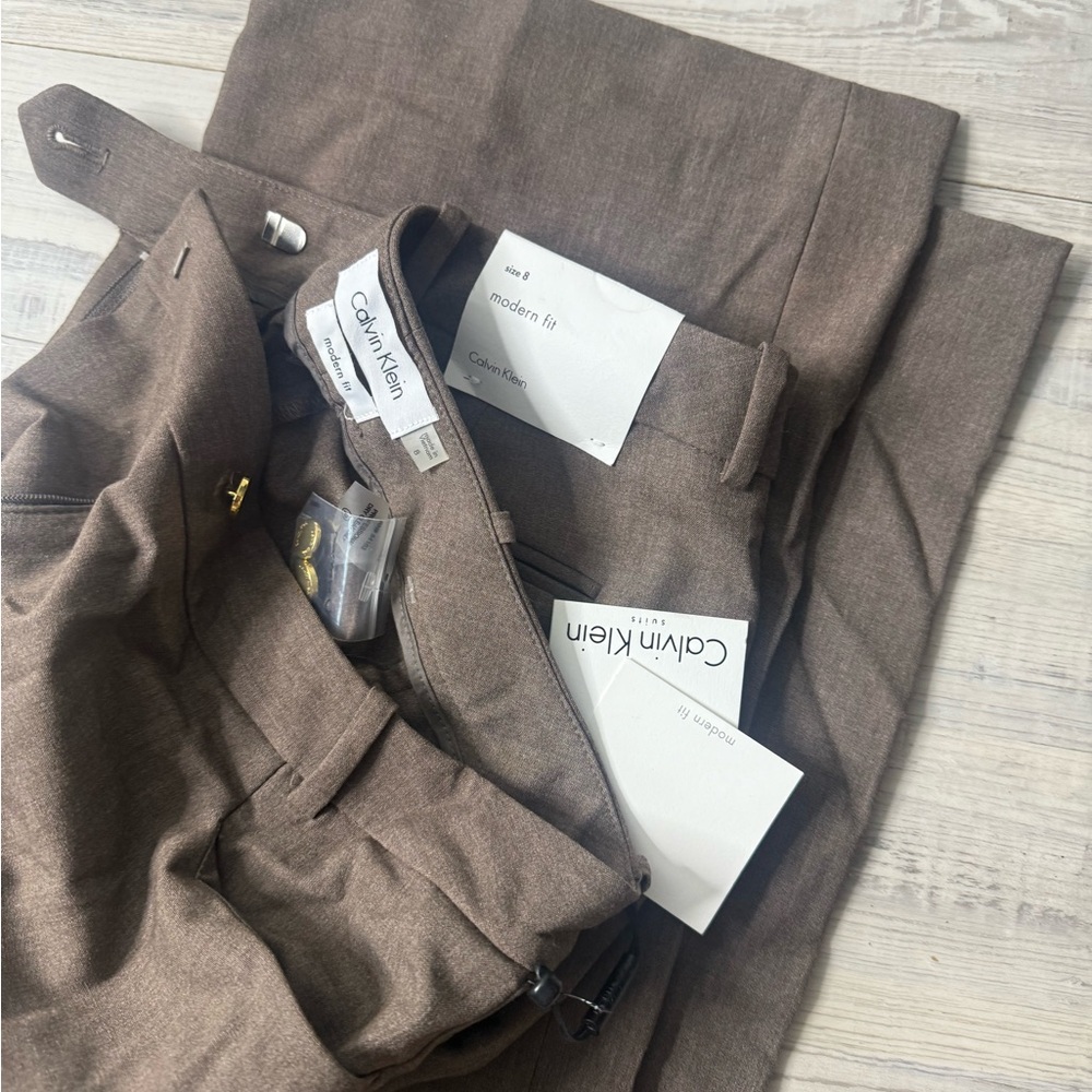 Calvin Klein Olive-Brown Bootcut Dress Pants - Picture 3 of 5